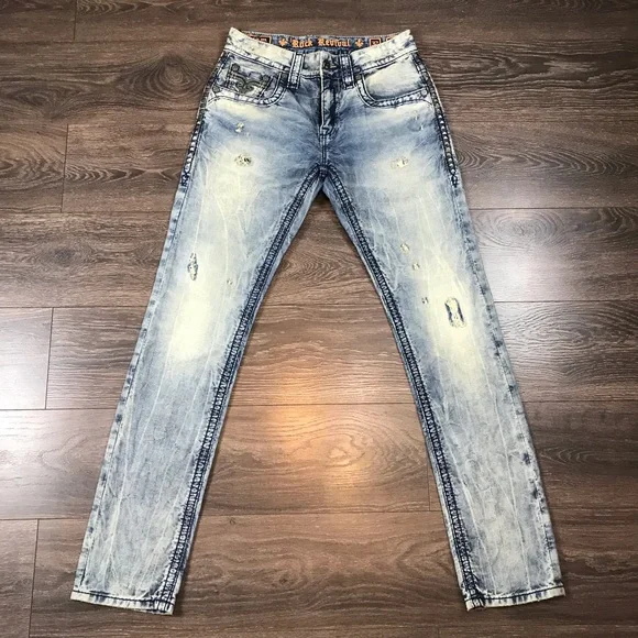 Rock Revival Jacoby Men's Attire Straight Denim Faded Jeans Size 32 NEW